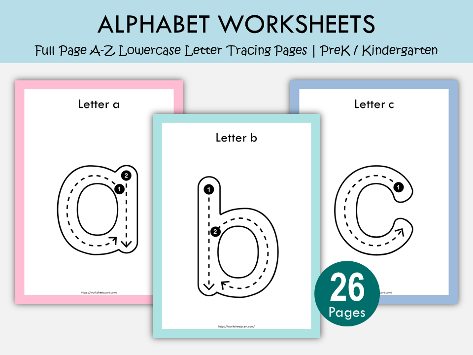 Lowercase Alphabet Tracing Worksheets | Full Page Letter Tracing a-z