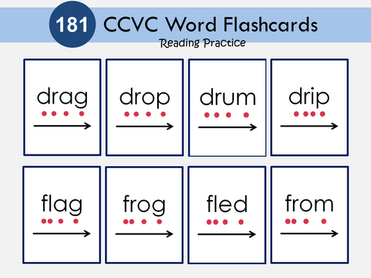 CCVC Words Flash Cards Printable, Blending CCVC, Fluency Flashcards, Reading CCVC, Kindergarten Phonics, Grade 1, Homeschool, WWF407