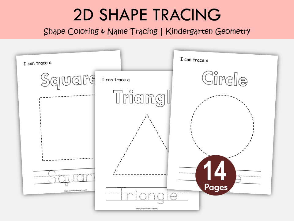Basic Shape Activ 2D Shapes Tracing Worksheets | Preschool & Kindergarten Math Activ ...