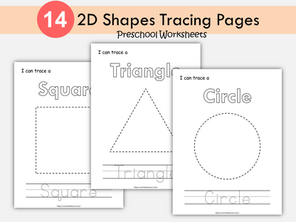 Shape Tracing, Preschool Worksheets, Preschool Printables, Basic Shape Tracing, Shape Tracing Worksheets, Homeschool, Kindergarten Activity, WWF408