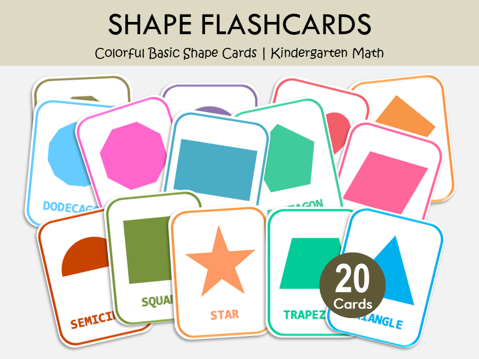 Basic Shapes Card 20 Basic Shapes Flashcards Printable for Preschool – Colorful Shape Ca ...