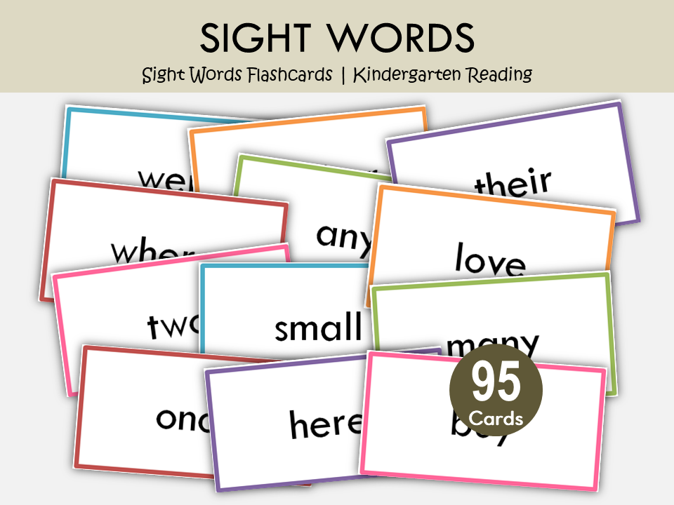 95 Sight Words Flashcards Printable | Kindergarten Reading & High Frequency Word Cards PDF, WWF414