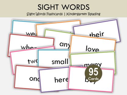 95 Sight Words Flashcards Printable | Kindergarten Reading & High Frequency Word Cards PDF, WWF414