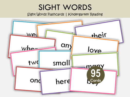 95 Sight Words Flashcards Printable | Kindergarten Reading & High Frequency Word Cards PDF, WWF414