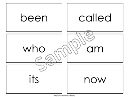 100 Printable Fry's First Hundred Sight Word Flashcards, Kindergarten, 1st Grade Sight Words, High Frequency Words, Tricky Words, WWF416