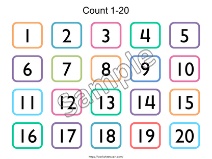 Number Matching Game, Count 1-20 Number Matching Puzzle Worksheet, Preschool Printable, Number Sense Kindergarten Activity, Busy Book Page, WWF422