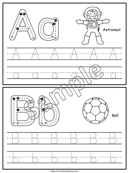 26 ABC Phonics Tracing Cards, Alphabet Tracing Cards, Alphabet Tracing Worksheets, Preschool-Kindergarten Handwriting, Upper & Lowercase, WWF423