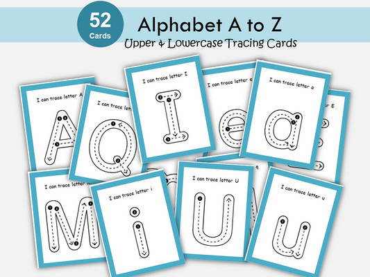 Alphabet Tracing Cards, 52 Uppercase and Lowercase Letter Tracing, Alphabet Task Cards, Preschool-Kindergarten Handwriting Practice, Phonics, WWF425