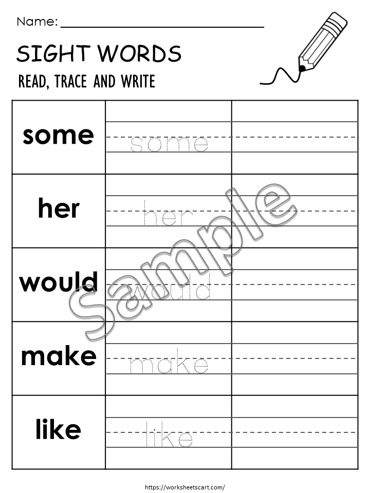 100 Printable Sight Words, Kindergarten Fry First 100 Sight Word Worksheets, 1st Grade Handwriting, Homeschool Spelling Activities, WWF430