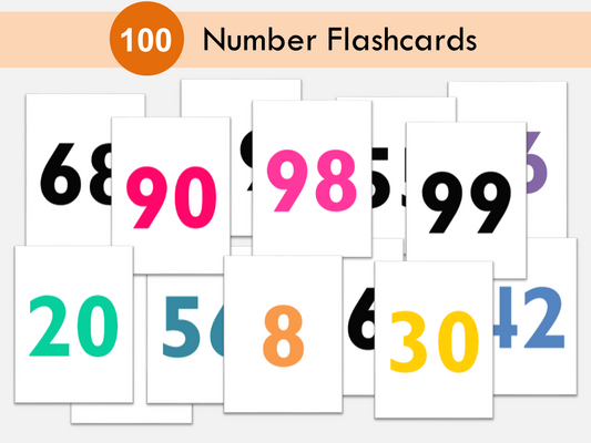 1-100 Number Cards - Digital Download, Printable Number Flash Cards for Toddlers and Preschoolers, WWF431