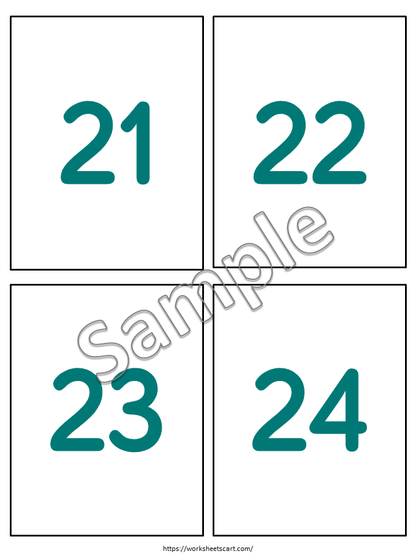 Number Flashcards 1-100 Printable PDF | Preschool & Kindergarten Math Cards, WWF431