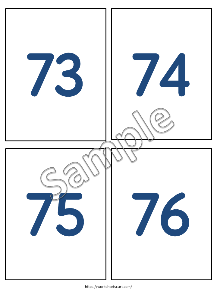Number Flashcards 1-100 Printable PDF | Preschool & Kindergarten Math Cards, WWF431