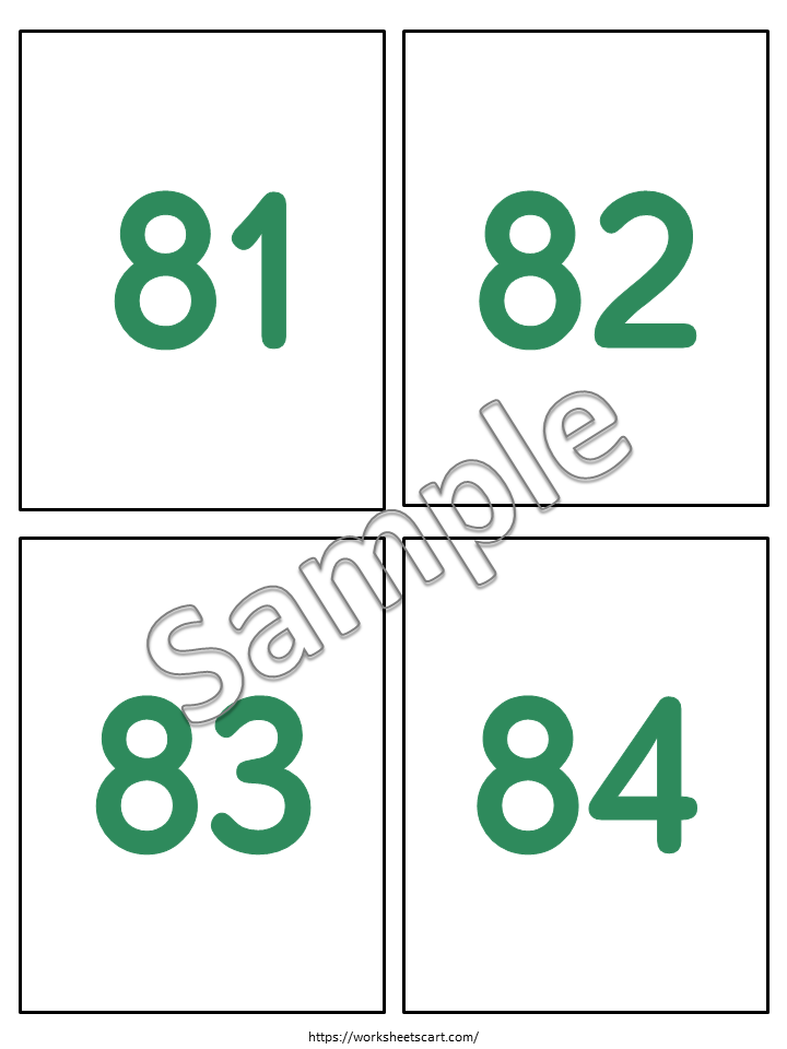 Number Flashcards 1-100 Printable PDF | Preschool & Kindergarten Math Cards, WWF431