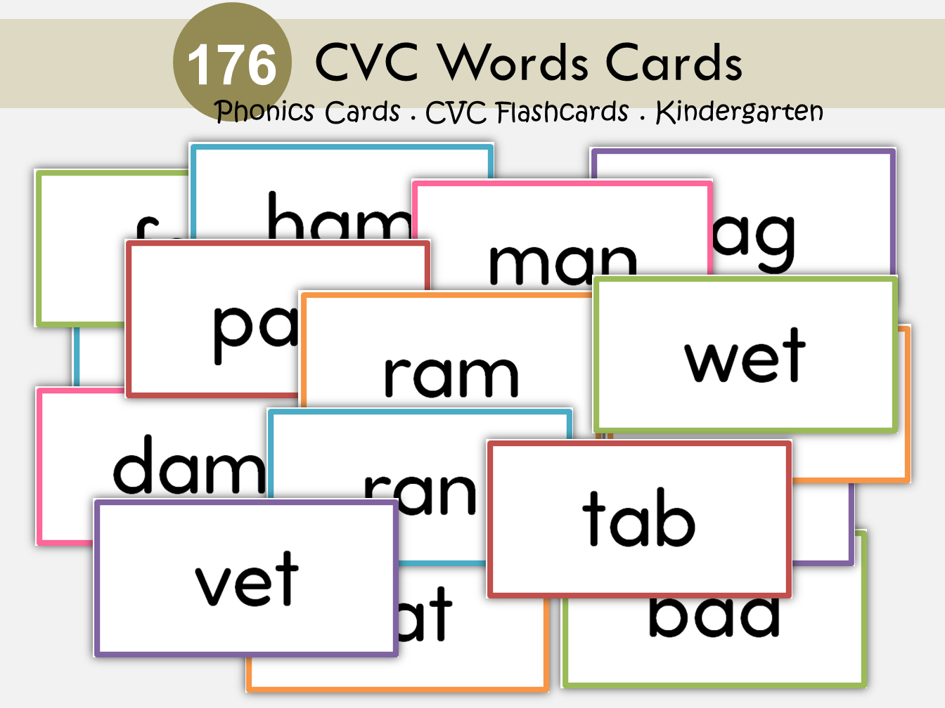 CVC Words Flash Cards Printable, CVC Flashcards, Learn to Read, Kindergarten Reading, Phonics, Spellings, Montessori, Vowels, WWF438