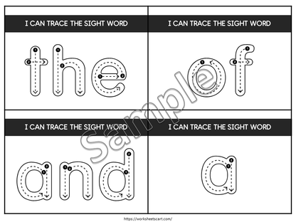 100 Printable Fry's First Hundred Sight Word Tracing Cards, Sight Words Flashcards, Task Cards, Kindergarten-1st Grade, High Frequency Words, WWF441