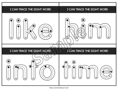 100 Printable Fry's First Hundred Sight Word Tracing Cards, Sight Words Flashcards, Task Cards, Kindergarten-1st Grade, High Frequency Words, WWF441