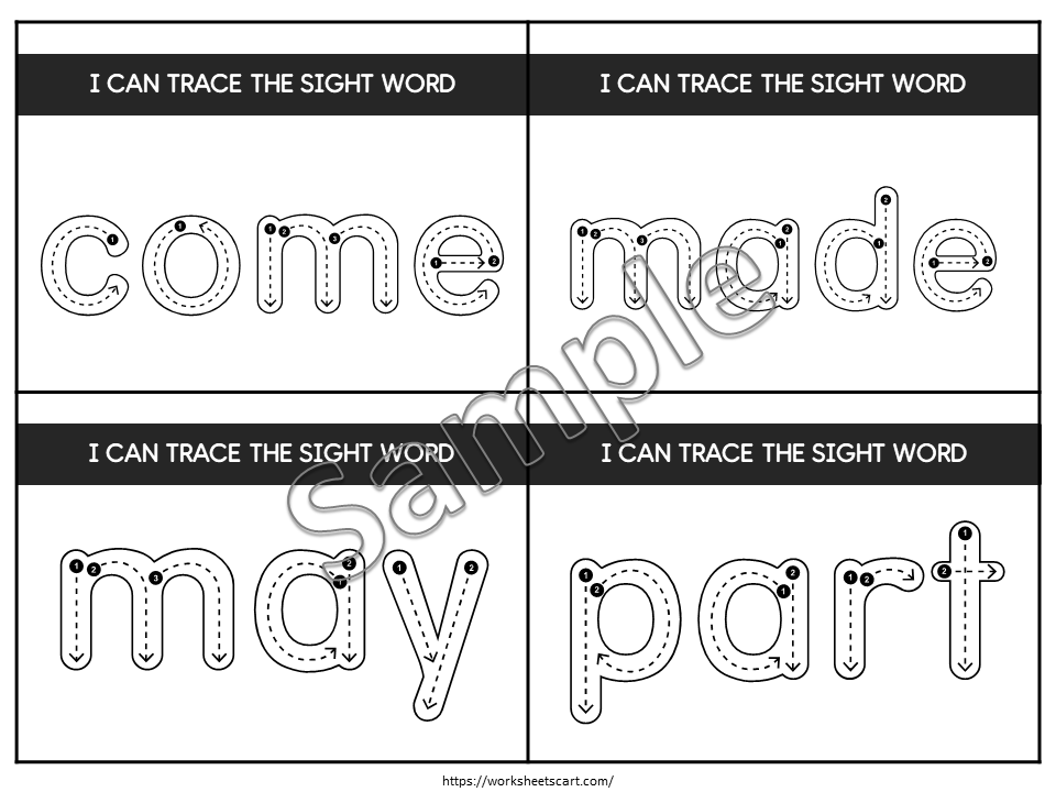 100 Printable Fry's First Hundred Sight Word Tracing Cards, Sight Words Flashcards, Task Cards, Kindergarten-1st Grade, High Frequency Words, WWF441