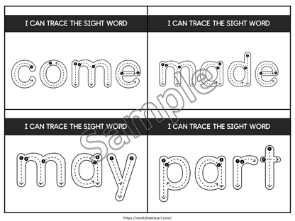 100 Printable Fry's First Hundred Sight Word Tracing Cards, Sight Words Flashcards, Task Cards, Kindergarten-1st Grade, High Frequency Words, WWF441