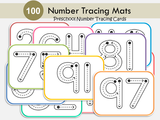 Number Tracing Cards, Number Tracing Flashcards, Preschool Worksheets, Learning Numbers, Preschool Printable, Numbers 1-100 Cards, WWF445