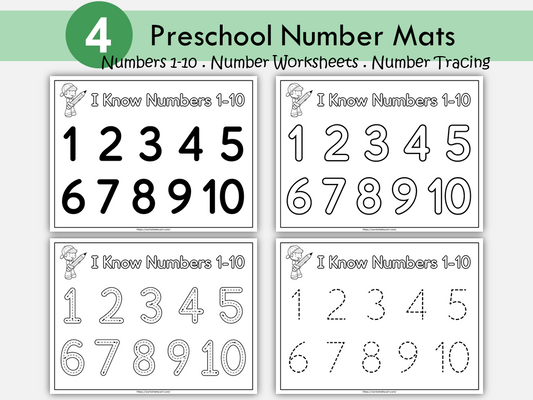 Number Tracing Pages, Number 1-10 Worksheets, Number Tracing Cards, Preschool Worksheets, Preschool Printable, Learning Numbers, Educational