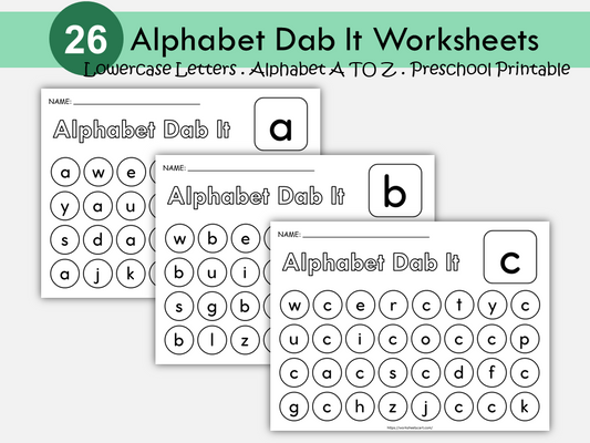 26 Alphabet Lowercase Dab It Worksheets, Dot Marker Letter Activity, Preschool Printable, Alphabet Dot A Dot, Alphabet Worksheets