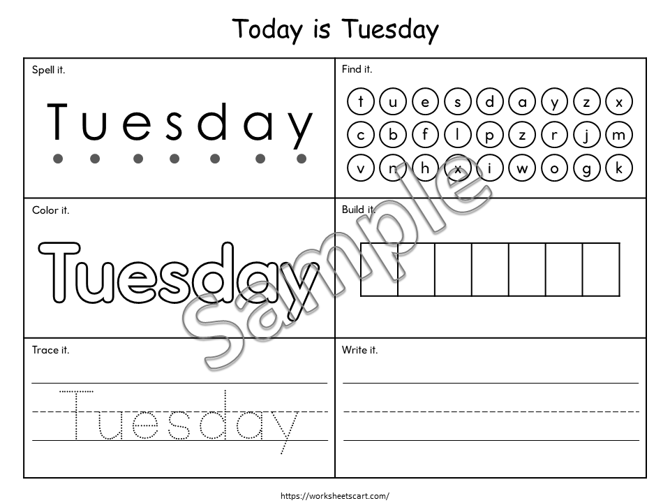 Days of the Week Worksheet, Days of the Week Printable, Learning Days of the Week, Preschool, Kindergarten, Grade 1, Instant Download