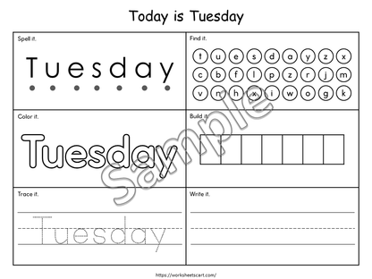 Days of the Week Worksheet, Days of the Week Printable, Learning Days of the Week, Preschool, Kindergarten, Grade 1, Instant Download