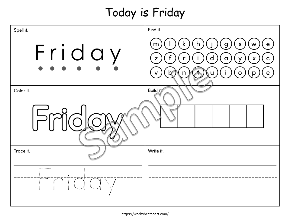 Days of the Week Worksheet, Days of the Week Printable, Learning Days of the Week, Preschool, Kindergarten, Grade 1, Instant Download