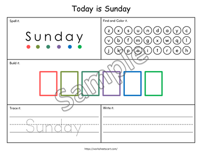 Days of the Week Worksheet, Days of the Week Printable, Learning Days of the Week, Preschool, Kindergarten, Grade 1, Instant Download