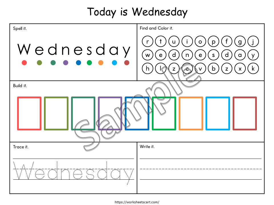 Days of the Week Worksheet, Days of the Week Printable, Learning Days of the Week, Preschool, Kindergarten, Grade 1, Instant Download