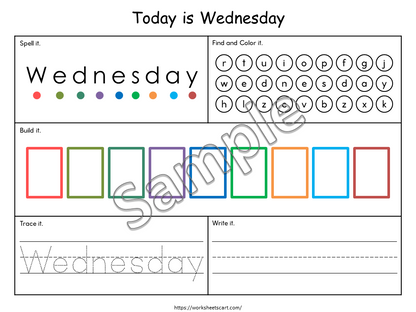 Days of the Week Worksheet, Days of the Week Printable, Learning Days of the Week, Preschool, Kindergarten, Grade 1, Instant Download