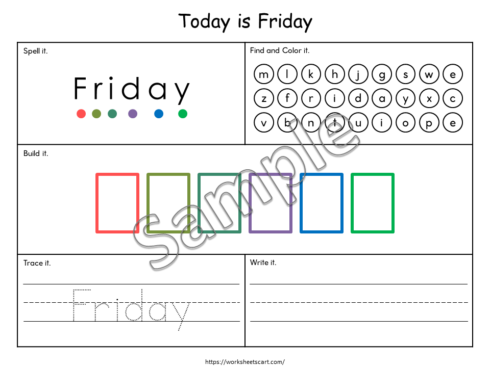 Days of the Week Worksheet, Days of the Week Printable, Learning Days of the Week, Preschool, Kindergarten, Grade 1, Instant Download