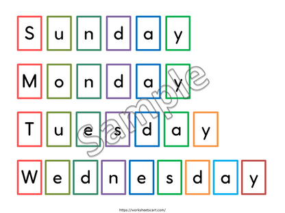 Days of the Week Worksheet, Days of the Week Printable, Learning Days of the Week, Preschool, Kindergarten, Grade 1, Instant Download