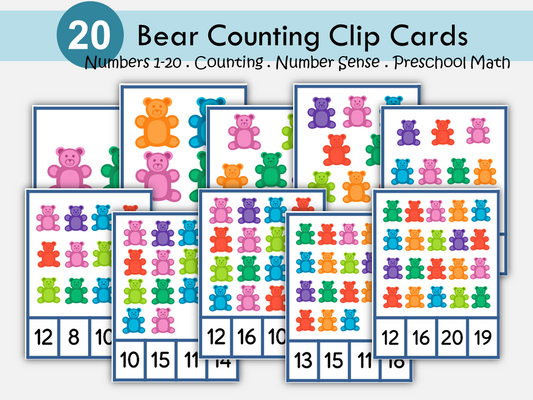 Count and Clip Cards 1–20 | Bear Counting Activity Printable for Preschool & Kindergarten, WWF459