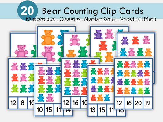 Number Flashcards for Kids, Counting Cards Printable, Preschool Math Activity, PreK, Kindergarten, Montessori, Learning Numbers, Homeschool