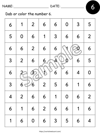 20 Printable Numbers 1-20 Dab It Worksheets. Preschool-Kindergarten Numbers and Math, Number Do a Dot Printable, Numbers Recognition 1-20