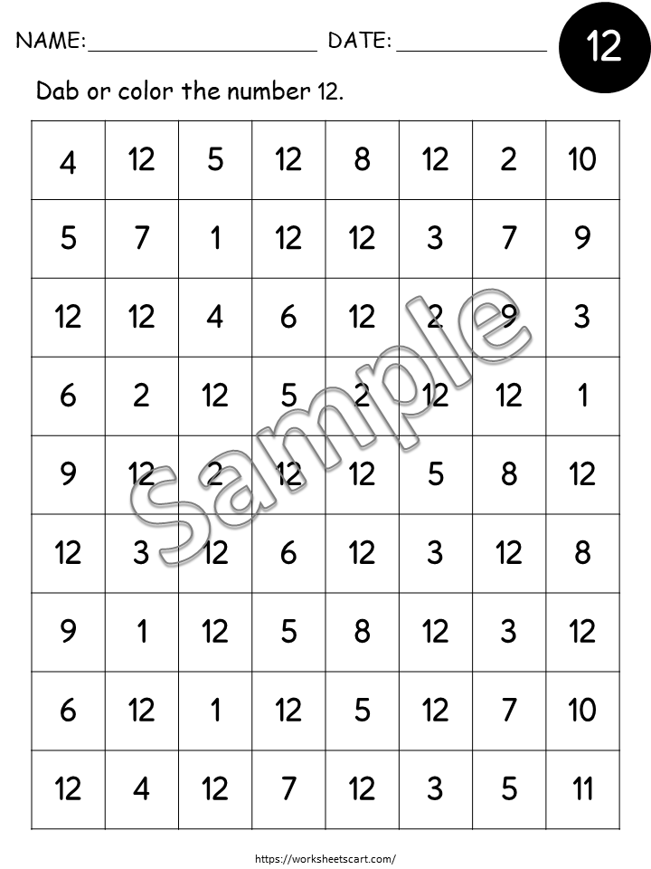 20 Printable Numbers 1-20 Dab It Worksheets. Preschool-Kindergarten Numbers and Math, Number Do a Dot Printable, Numbers Recognition 1-20