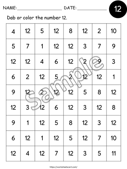 20 Printable Numbers 1-20 Dab It Worksheets. Preschool-Kindergarten Numbers and Math, Number Do a Dot Printable, Numbers Recognition 1-20