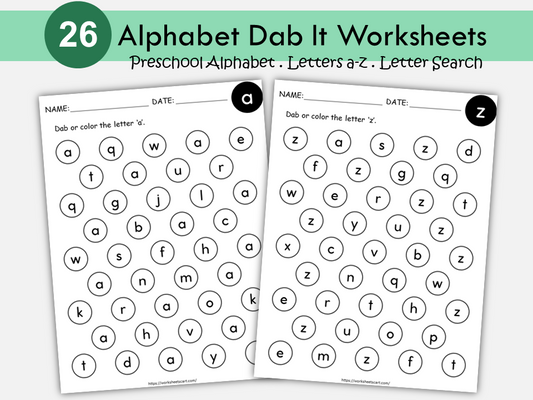 Alphabet Search Printable, Alphabet Search and Find, Alphabet Worksheets, Lowercase Dab It, Find and Dab Letters A-Z Activity, ABC Search