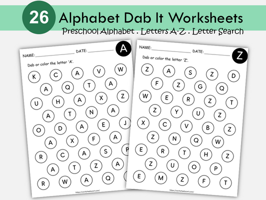 Alphabet Search Printable, Alphabet Search and Find, Alphabet Worksheets, Uppercase Dab It, Find and Dab Letters A-Z Activity, ABC Search, WWF462