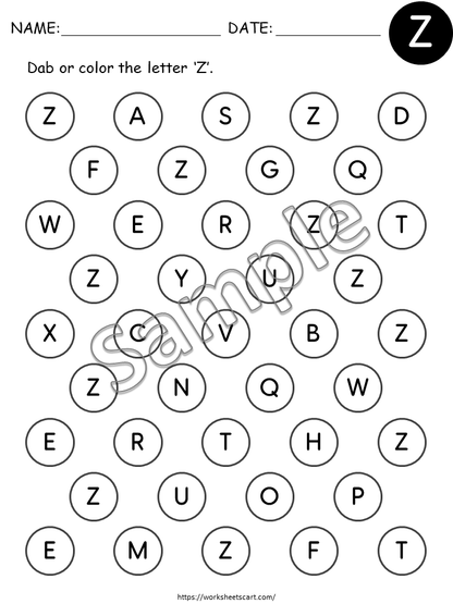 Alphabet Search Printable, Alphabet Search and Find, Alphabet Worksheets, Uppercase Dab It, Find and Dab Letters A-Z Activity, ABC Search