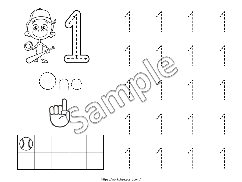 0-10 Number Tracing, Baseball Theme Preschool Worksheet Printable, Handwriting Practice, Kindergarten Worksheets, Number Writing