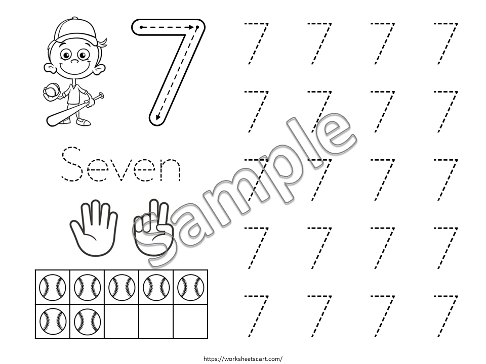 0-10 Number Tracing, Baseball Theme Preschool Worksheet Printable, Handwriting Practice, Kindergarten Worksheets, Number Writing