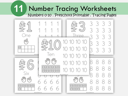 0-10 Number Tracing, Baseball Theme Preschool Worksheet Printable, Handwriting Practice, Kindergarten Worksheets, Number Writing