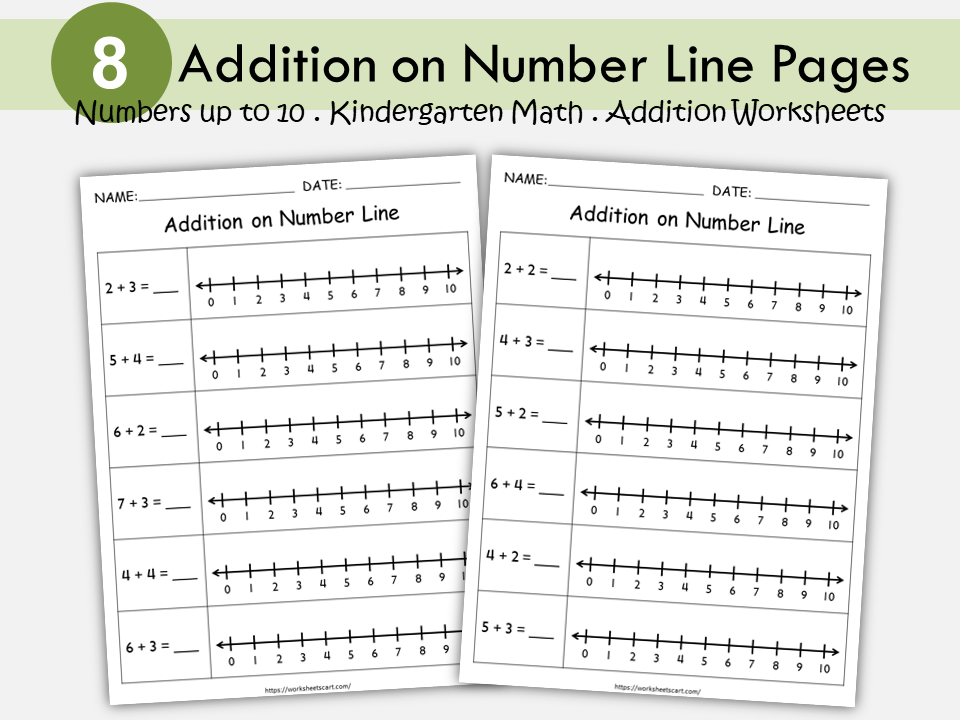 Addition Worksheets, Number Line Addition for First Grade, Math Worksheets Printable, Kindergarten Addition Facts, Toddler, Numbers 1-10