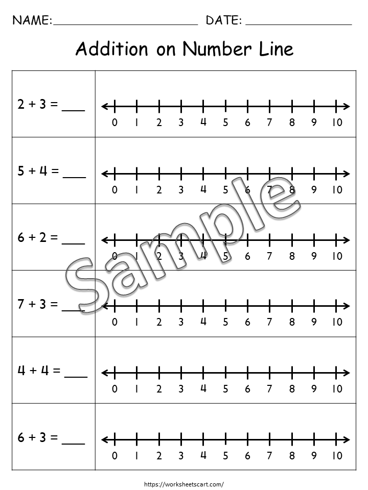 Addition Worksheets, Number Line Addition for First Grade, Math Worksheets Printable, Kindergarten Addition Facts, Toddler, Numbers 1-10