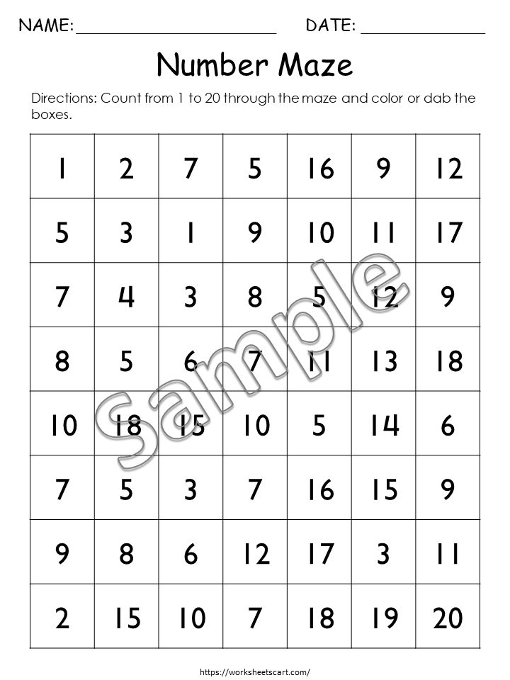 Number Sequencing Worksheets, Numbers 1-20, Ordering Numbers, Number Sense, Preschool Math, PreK, Toddlers Activity, Montessori, Homeschool