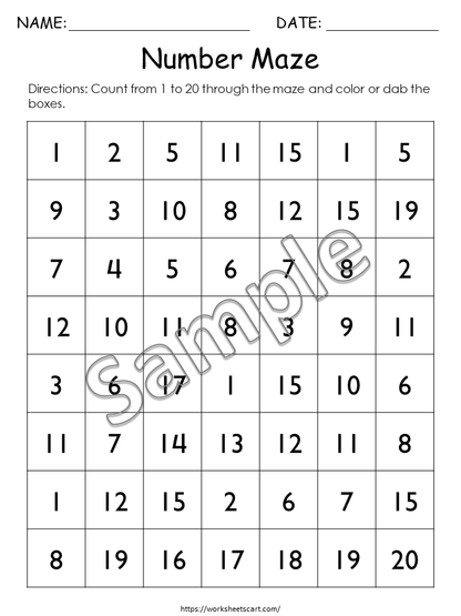 Number Sequencing Worksheets, Numbers 1-20, Ordering Numbers, Number Sense, Preschool Math, PreK, Toddlers Activity, Montessori, Homeschool