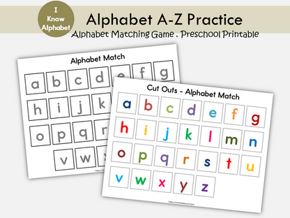 Alphabet Matching Mat, Letters Activity for Preschool, ABC Printable, Homeschool Kindergarten Worksheet, Busy Book Binder, Digital Download