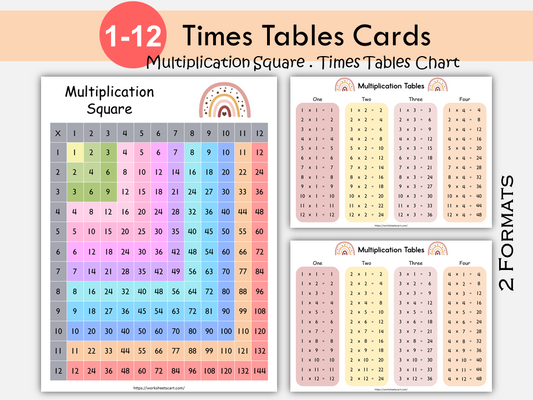 Times Tables Practice (1–12), Multiplication Tables, Printable Multiplication Chart, Multiplication Facts, Kindergarten, First Grade Math, Homeschool, WWF472